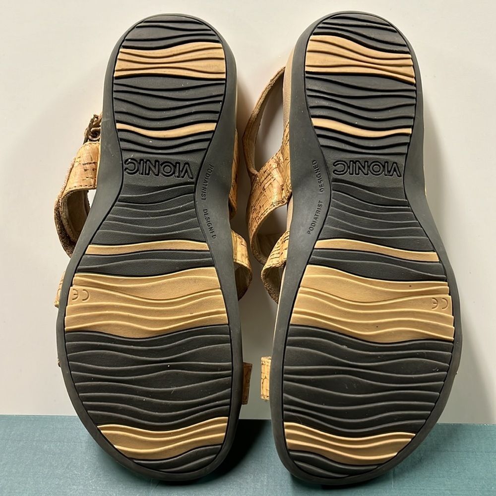 VIONIC Teagan Beach Summer "Cork" Hook/Loop 2 Strap Buckle Slingback Sandal SZ 7 - Picture 4 of 13